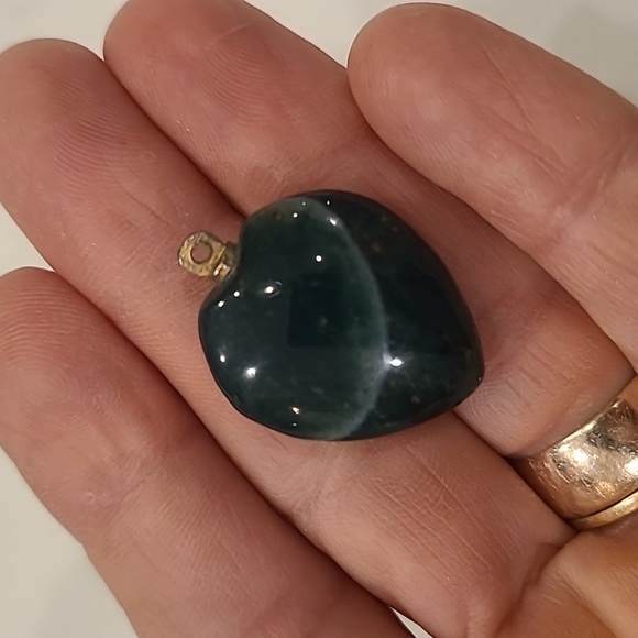 Deep Turquoise Stone Heart Pendant Agate - Picture 2 of 4